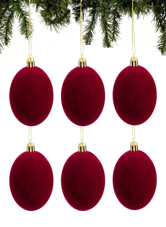 Gloreyan 6pcs Velvet Christmas Balls 2.36 Inches Flocked Christmas Hanging Ornaments Ball Red Xmas Tree Velvet Balls for DIY Craft Projects Wedding Christmas Tree Home Decor - Image 1